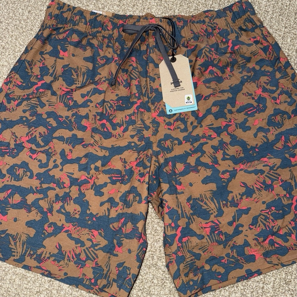 PrAna NEW Metric E-Waist Fresca Camo Pattern Mens XL 8" Quick Dry UPF 50+ Shorts